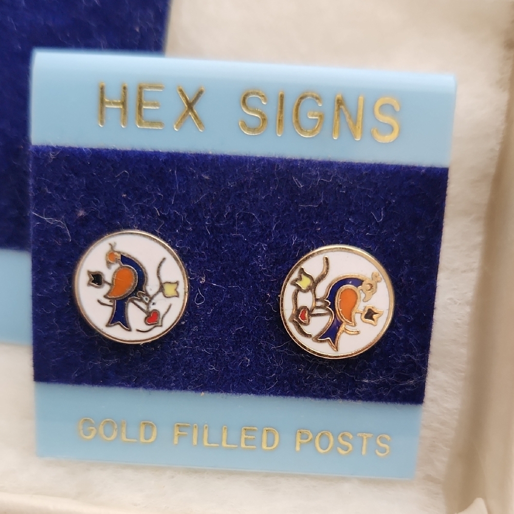 Hex Signs Gold and White Necklace by - Picture 2 of 3